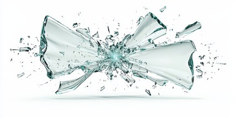Naklejka premium Splintered glass sheet with a central impact point, isolated on white background