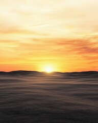 Serene Sunset Over Waves of Sand in a Tranquil Desert Landscape