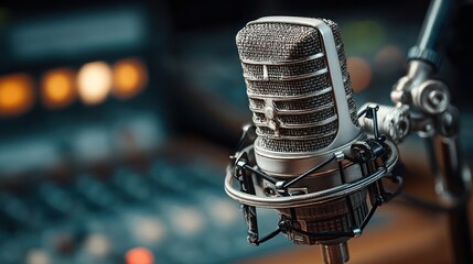 Vintage microphone captures the essence of broadcast sound and storytelling