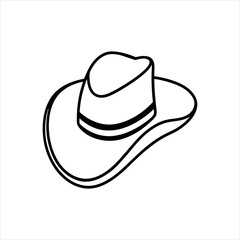 Western Cowboy Hat Silhouette Vector in Monochrome.