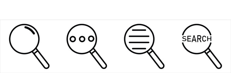 Magnifying Glass Search Icons &ndash; Minimalist Set for Web and App Interface