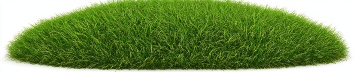 Obraz premium Thick and fluffy green grass patch, isolated on white background