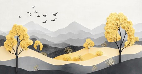Papercraft landscape scene