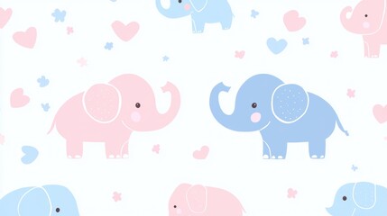 Cute elephant pattern on white background (1)