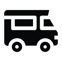 Sleek and Modern Camper Van Illustration Emphasizing Simplicity and Adventure Suitable for Travel and Recreational Vehicle Themes in Black and White