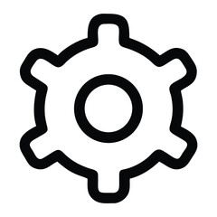 Simplified Black and White Gear Icon Depicting Settings or Customization Options for User Interfaces and Graphic Design
