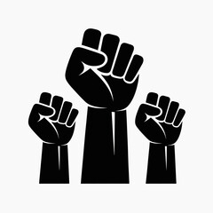 Empowering Graphic A Black and White Illustration of Raised Fists Symbolizing Unity and Strength