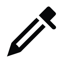 Stylized Vector Graphic of a Pipette Medical Tool for Laboratory Use with Bold Black Fill and Clean Minimalist Aesthetic