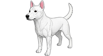 Isolated Drawing of White Dog
