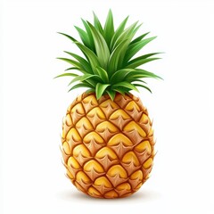 Fototapeta premium Whole pineapple with green leaves, isolated on white background