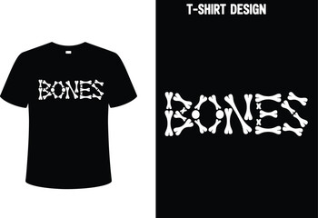 Bones t shirt design vector template skeleton bone t shirt halloween graphic apparel clothing bones vector editable stock vector