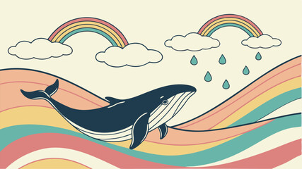 Obraz premium Delightful Whale Rainbow Design Perfect for Branding Logos and Cute Prints