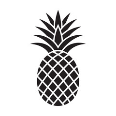 Obraz premium Pineapple fruit icon silhouette tropical exotic summer sweet food symbol black isolated vector graphic.