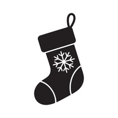 Christmas stocking icon silhouette festive holiday sock decoration vector star ornament winter gift.