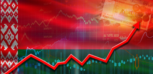 Belarus financial growth on market graph. Belarus economic growth on financial graph