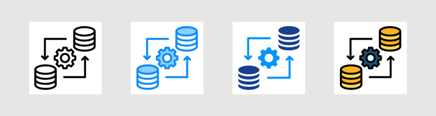Data Processing Icon Collection Set Multiple Style