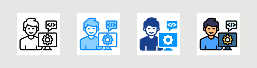 Software Developer Icon Collection Set Multiple Style