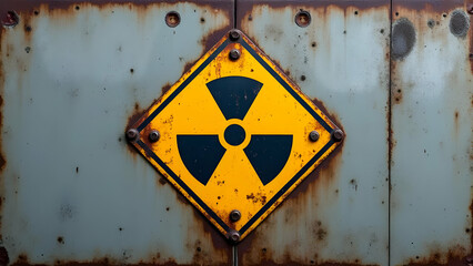 Pitted Nuclear Hazard Sign Metal Corrosion Pits