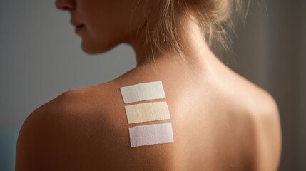 Test for Atopic dermatitis. Skin with healing patches in soft lighting, showcasing a natural aesthetic.