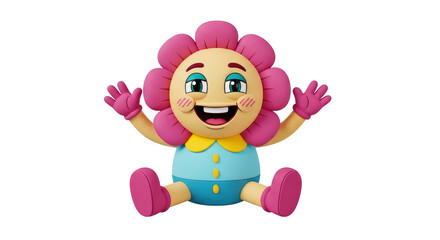 Isolated Cartoon Flower Character with Open Arms