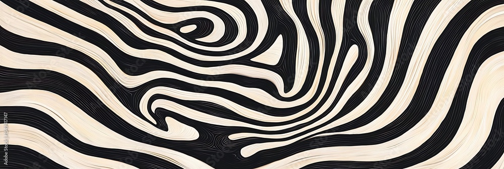 Fototapete abstract zebra pattern background with flowing lines and bold contrasts