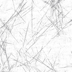 Chaotic Scratch Grunge Texture with Linear Noise. Distressed Overlay of Random Diagonal Lines on White. Abstract Vintage Scratch Pattern for Print and Web. Isolated Black and White Vector Design.