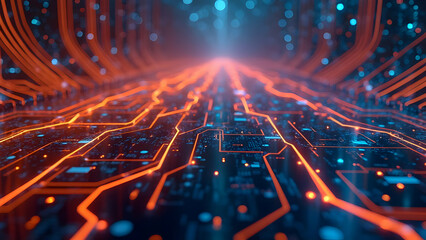 Captivating Technology Backdrop Luminous Pathways