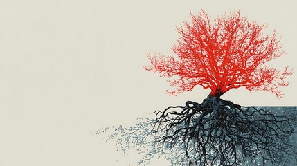 Analysis root cause tree. Entangled Roots. Illustration .