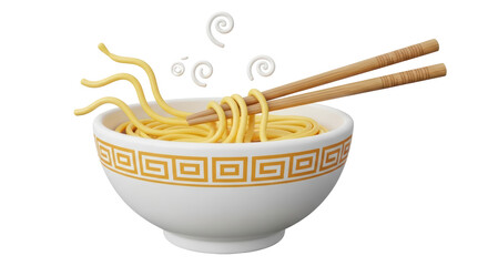 Isolated Bowl of Noodles with Chopsticks