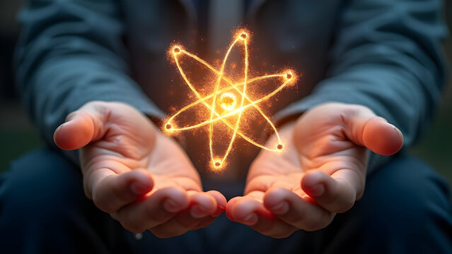 Expert Male Hands Radiant Atom Zeeman Effect