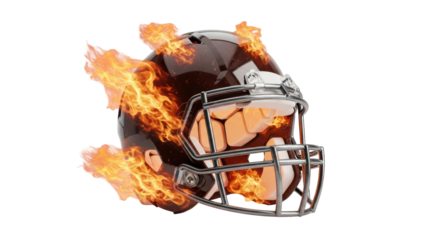Isolated Flaming Football Helmet
