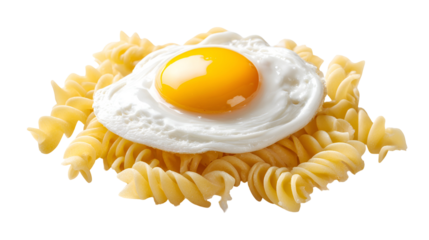 Fried egg on top of pasta delicious food