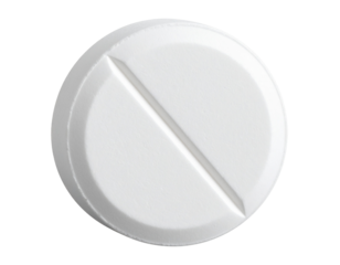 Close-up of White Medical Pill with Tablet Texture, isolated on a transparent background
