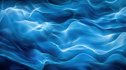 Fototapeta premium Calming Abstract Ocean Wave Patterns in Soothing Blue Hues with Soft Glow and Fluid Movement