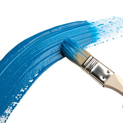 Vibrant Teal Paint Stroke with Brush isolated on transparent baackground