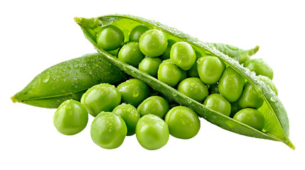 Fresh Green Peas in Pods Water Droplets