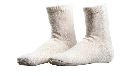 Pair of cream-colored socks on black background