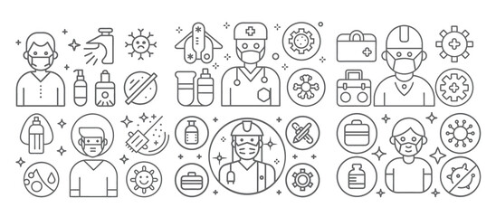 Comprehensive COVID-19 Safety Icons for Health and Hygiene Awareness
