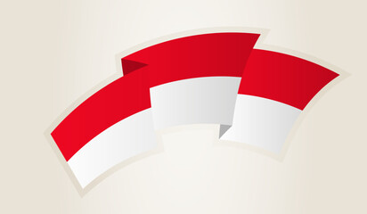 Monaco Flag in Abstract Ribbon Shape, National Symbol of the Monaco.