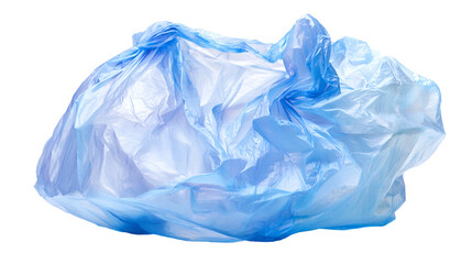Crumpled light blue plastic bag isolated on black background