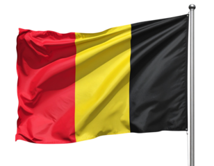 Waving Belgian National Flag on Transparent Background PNG