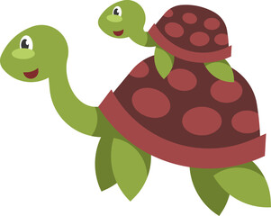 Turtle with Baby on Beach Vector - turtle-with-baby-on-sandy-beach-original.svg