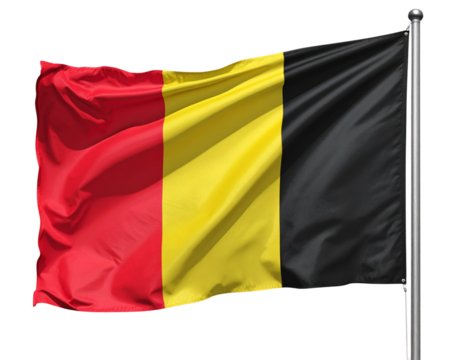 Waving Belgian National Flag on Transparent Background PNG