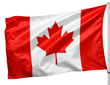  Waving Canadian National Flag on Transparent Background PNG