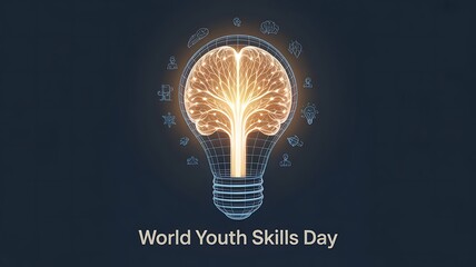 World youth skills day brainpower and innovation lightbulb
