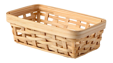 Empty light brown woven bamboo basket