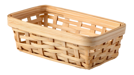 Empty light brown woven bamboo basket