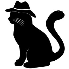 a cat is wearing a beautiful hat vector graphics art design