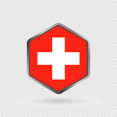 Switzerland Flag Icon in Hexagon Shape.