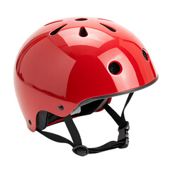 Fototapeta premium Protective Headgear A Vibrant Red Bicycle Helmet isolated on transparent baackground